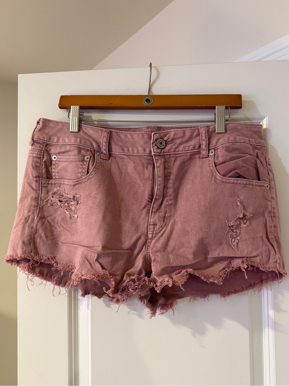 American Eagle Outfitters Mauve Frayed Denim Shorts